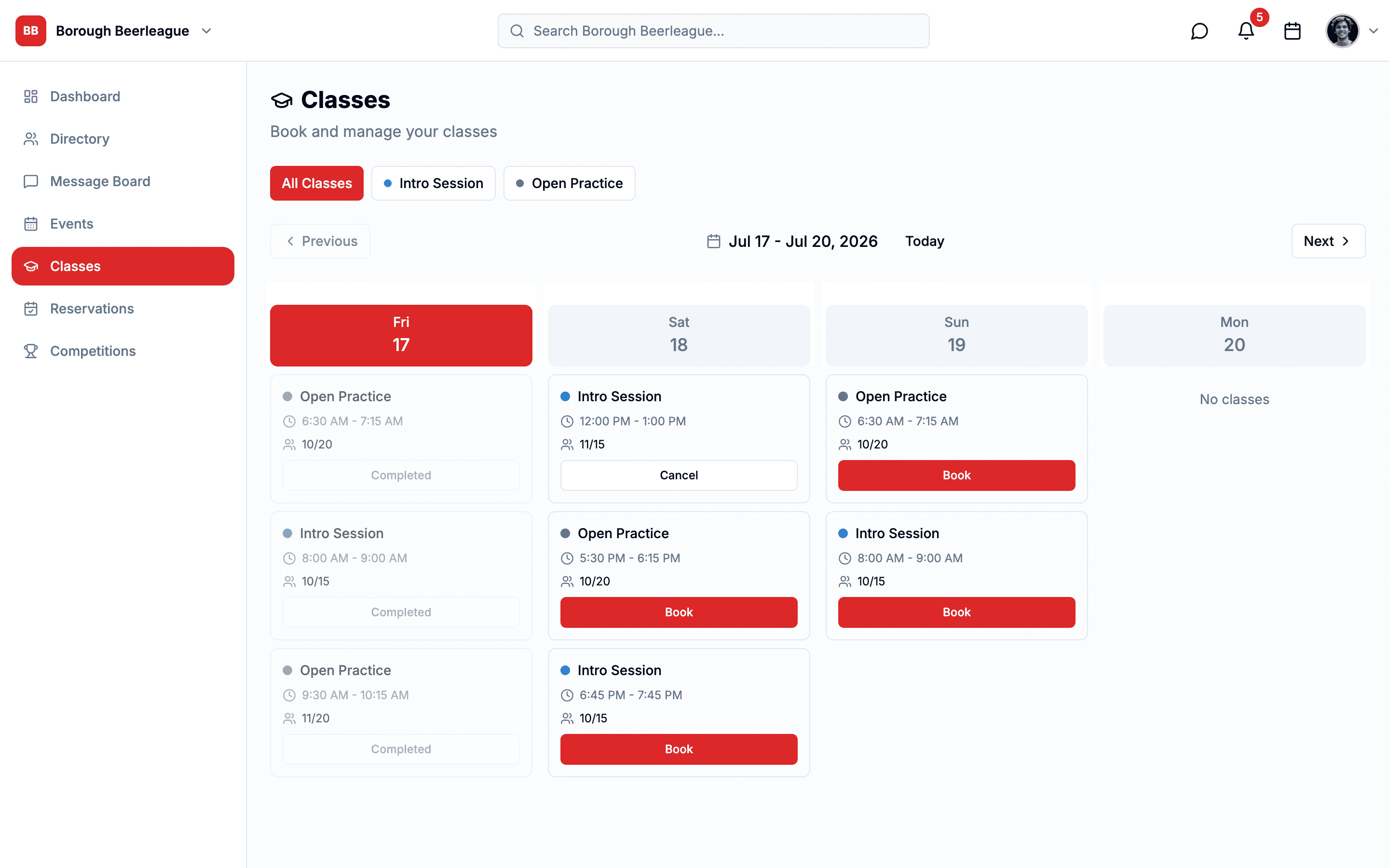 Hockey League dashboard on the web